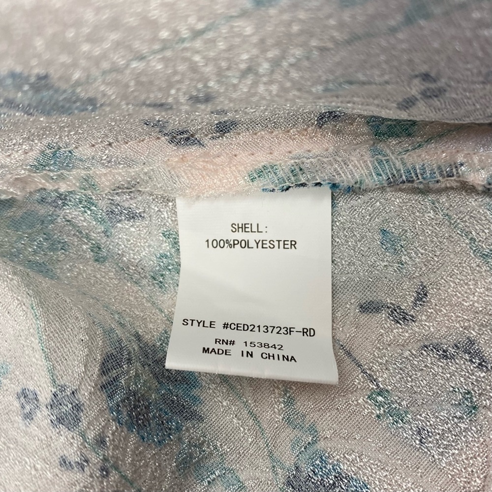 Melloday Floral Print Open Back Dress in White/Teal - NEW - Picture 9 of 9